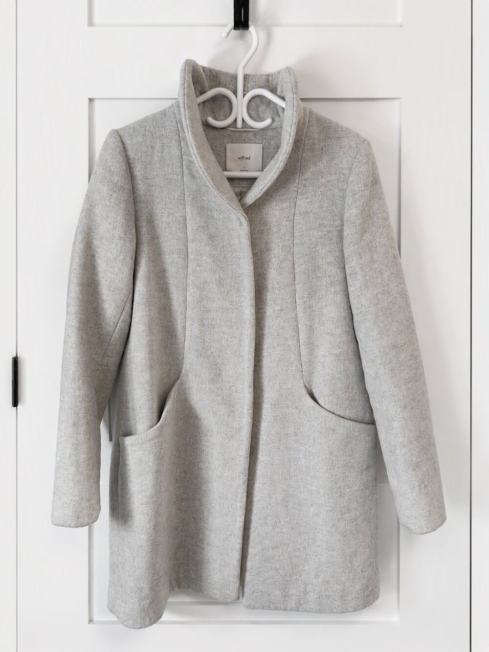 Aritzia Wilfred The Cocoon Coat Wool Cashmere Heather Light Grey Large